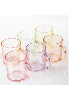 Buy Set of 6 colored glass mugs Each piece is a different color to add more A delight to your kitchen.   Capacity: 280ml Height: 9 cm. in Saudi Arabia