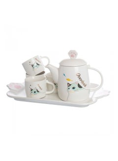 Buy 7 Pieces Ceramic Tea Set White Color in Saudi Arabia