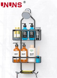 اشتري Hanging Shower Caddy,Bathroom Hanging Shower Organizer,Over Head Shower Caddy Shower Storage Rack Basket With Hooks For Razor And Sponge Rustproof,Black في السعودية