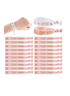 Buy Hen Party Wristbands Set, 1 White Bride Wristband +20pcs Pink Team Bride Wristband, with Rose Gold Lettering, for Bachelorette Party, Wedding Bridal Shower Decorations, Bridal Shower in Saudi Arabia