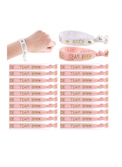 اشتري Hen Party Wristbands Set, 1 White Bride Wristband +20pcs Pink Team Bride Wristband, with Rose Gold Lettering, for Bachelorette Party, Wedding Bridal Shower Decorations, Bridal Shower في السعودية