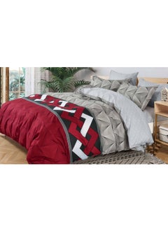 Buy King Size Flat Bed Sheet 6 Piece Set of 1 Flat Bed Sheet, 1 Duvet Bed Cover, 2 Cushion Cover and 2 Pillowcase in UAE
