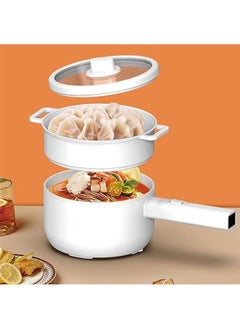 Buy 2L Electric Hot Pot with Steamer & Temperature Control-Non-Stick Electric Cooker Shabu Shabu,Electric Skillet,Frying Pan,Electric Saucepan,for Noodles,Egg, Steak,Sauté,Steam,Oatmeal and Soup in UAE