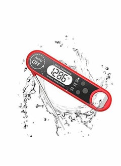 Buy Digital Food Thermometer with Bottle Opener, Instant Read Sugar Thermometer Foldable Electronic Meat Thermometer with Probe, Red in Saudi Arabia