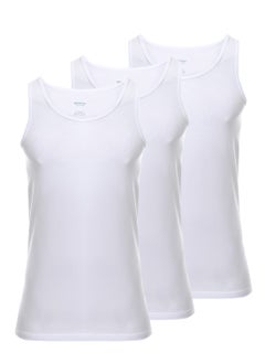 اشتري Men's sleeveless combed from Red Cotton 3 pcs - White في مصر