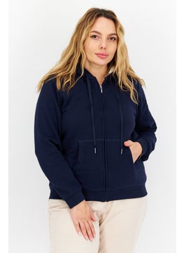 اشتري Women Plain Hooded Sweatshirt, Navy Blue في السعودية