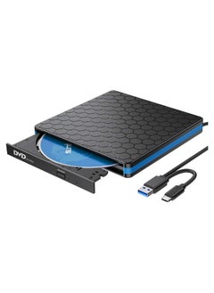 اشتري محرك CD DVD خارجي - USB 3.0 و Type-C - للكمبيوتر المحمول، والكمبيوتر الشخصي، والماك، والماك بوك، ونظام التشغيل iOS، وويندوز 10/8/7/XP، ولينكس في الامارات