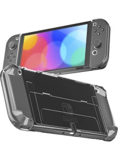 Buy 3 in 1 Protective Black Clear Case Cover for Nintendo Switch OLED Dockable Skin for Switch OLED and Joy Con Controller Comfort Grip Shell with Shock-Absorption and Anti-Scratch Design in UAE