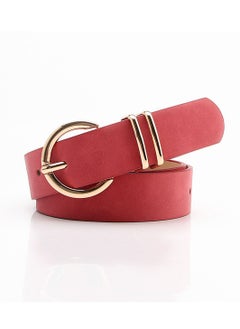 Buy Fashion Boutique Women's Needle Button Casual Versatile Jeans Belt 105cm Red in UAE