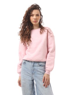 Buy Heather Light Pink Slip On Round Neck Sweatshirt in Egypt