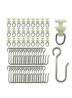 Buy Curtain Hooks and Gliders Set, 80 Pieces Shower Curtain Pack, of 40 Pieces Hooks and 40 Pieces Gliders, for Window Door Shower Bathroom, Bendable Curtain Track Pulley in UAE