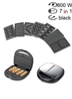 اشتري 7-In-1 Non-Stick Multi Snacks Maker with Sandwich/Panini-Grill-Waffle-Donut-Nutty-Biscuit-Omelette Detachable Plates في السعودية