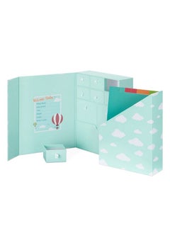 Buy Baby Keepsake Box Baby Memory Box For Keepsakes Storage With 9 Drawer Compartments For Boy Or Girl 13" X 10" X 7.1" Hot Air Balloons in UAE