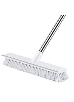 Buy Long Handle Cleaning Brush, 2 in 1 Floor Scrub Brush Stiff Brush Scrubber with Scraper, Shower Scrubber Kit with 100cm Retractable Handle for Bathroom, Tub and Tile in Saudi Arabia