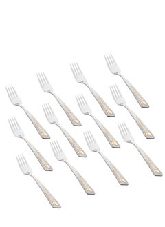 Buy 12 Pieces Stainless Steel Dinner Fork With Gold in Saudi Arabia