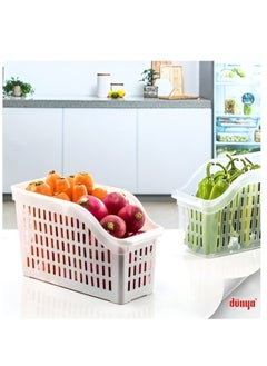 Buy Reorganize Your Refrigerator Space with White Rectangular Step Organizer - Perfect Narrow Tray for Fresh Fruits and Veggies! in Egypt