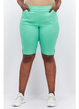 Buy Women Plain Basic Shorts, Lime Green in UAE