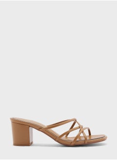 Buy Block Heel Mule With Metallic Trim in UAE