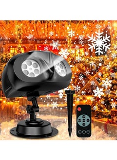 Buy Christmas Snowflake Projector Lights Outdoor Upgraded Snowfall LED Projector with Remote Control Waterproof Rotating Snow Landscape Snowstorm Lights for Christmas New Year Party (Double Head) in UAE