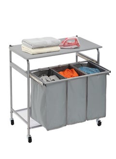 Buy Foldable Ironing Board Rolling Heavy-Duty Laundry Hamper with 3-Bags  Laundry Sorter Cart in Saudi Arabia