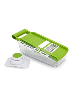 اشتري Adjustable Mandoline Slicer With Container 32x14x9cm And 5 Blades Abs+Stainless Steel في الامارات