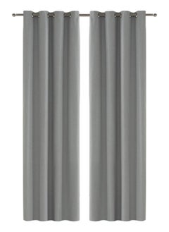 اشتري 2-Piece Melis Black Out Curtain Set, Grey - 135x300 cm في الامارات