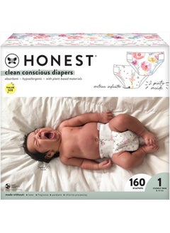 اشتري Clean Conscious Diapers | Plant-Based, Sustainable | Rose Blossom + Tutu Cute | Super Club Box, Size 1 (8-14 lbs), 160 Count في الامارات