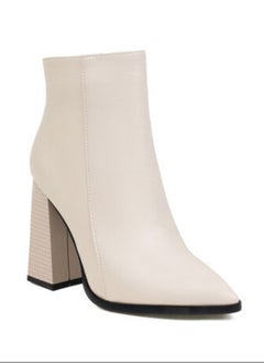 Buy Solid Colored Pointy Boots For Women White in Saudi Arabia