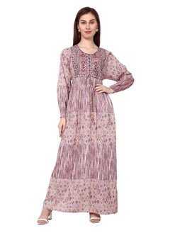 Buy LONG VISCOSE EMBROIDERED PRINTED SIMPLE ELEGANT ARABIC KAFTAN JALABIYA DRESS in Saudi Arabia