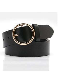 Buy Round Button Casual Simple Versatile Women's Jeans Accessory Belt Black in UAE