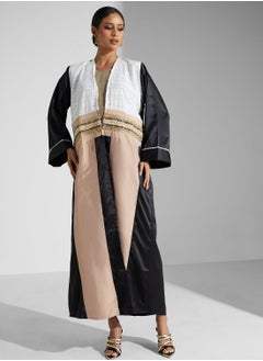 Buy Color Block Detail Abaya With Sheila in Saudi Arabia