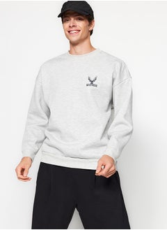 Buy Sweatshirt - Gray - Oversize in Egypt