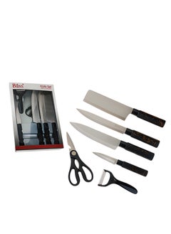 Buy 6 Piece Stainless Steel Kitchen Knife Set with Peeler in Saudi Arabia