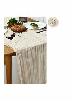 اشتري Cheesecloth Table Runner 35 x 118 Inch Gauze Tablecloth Boho Wedding Decor 10 Ft Rustic Decorations Vintage Centerpieces for Reception Bridal Shower Birthday (1 Pack Beige) في السعودية