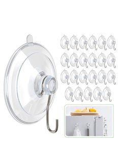 Buy Suction Cup Hooks, 45 mm Clear PVC Suction Cups with Metal Hooks Removable Small Suction Cups for Kitchen Bathroom Shower Wall Window Glass Door, 24 Pack in UAE