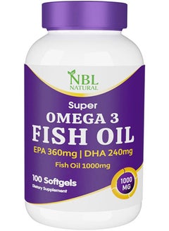Buy Super Omega 3 Fish Oil 1000mg 360 EPA 240 DHA Cardiovascular Support 100 Softgels in UAE