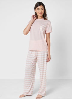 Buy Stripped T-Shirt Pyjama Set in Saudi Arabia