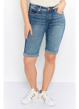 Buy Women Solid Denim Shorts, Blue in UAE