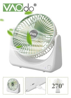 اشتري Portable Min Deskop Fan USB Charging 3 Speeds Strong Airflow and Low Decibel Table Fan Good for Student Dormitory Office Bedroom Travel Shaking Head Fan Green في السعودية