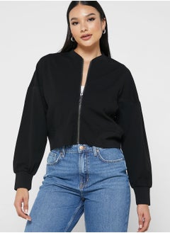 Buy Cuff Sleeve Zip Detail Jacket in UAE