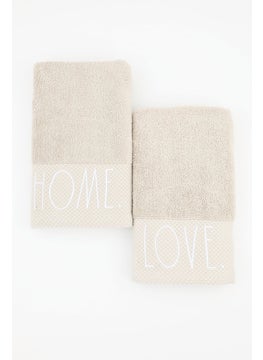 Buy Set of 2 Hand Towels 40.6 L x 71 W cm, Tan in UAE