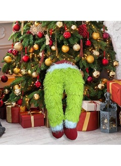 Buy Christmas Furry Green Grinch Christmas Tree Ornament Thief Elf Head Arms Legs for Christmas Tree Topper Decorations and New Year Party Ornaments (Elf Legs) in UAE