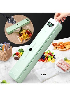 Buy Vacuum Sealer Machine Automatic Sealer Machine Food Vacuum Air Sealing System With 10 Vacuum Bags For Food Preservation Storage Saver Dry  Moist Food(Green) in Saudi Arabia