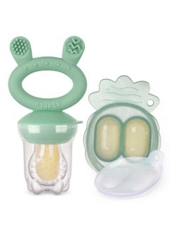 Buy Haakaa Freeze and Feed Mini Combo with Silicone Food Feeder & Silicone Mini Nibble Tray | Baby Solid Food Self Feeder |Breastmilk Popsicle Mold Storage & Feeder for Soothing Baby Gums 1 PK (Pea Green) in UAE