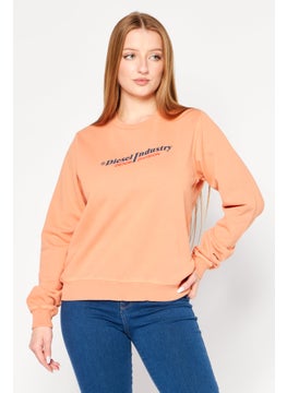 Buy Women Crew Neck Long Sleeve Brand Logo Sweatshirt, Pale Orange in UAE