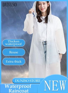 اشتري Raincoat for Men and Women Outdoor Travel Waterproof Lightweight Rain Jackets Reusable Family Travel Emergency Reusable EVA Rain Poncho with Hooded Drawstring Anti-storm في السعودية