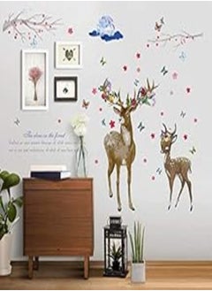 اشتري Design Wall Sticker Handpaint Deer And Tree Branch Natural Background Mural Decal Home Decoration Diy Art Poster-ek في مصر