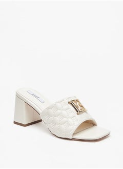 اشتري Women's Monogram Embossed Slip-On Sandals with Block Heel في السعودية