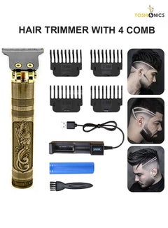 Buy Electric Professional Hair Clippers for Men Outliner Grooming Beard Trimmer Rechargeable Barber Shavers With 4 Limit Combs in UAE