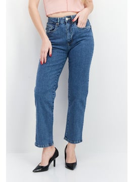 Buy Women Regular Fit Solid Denim Jeans, Wash Blue in UAE